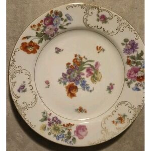 SGK China Moriyama 7.25" Floral Plate Japan 🍃‎ Vintage Gold Trim ✨